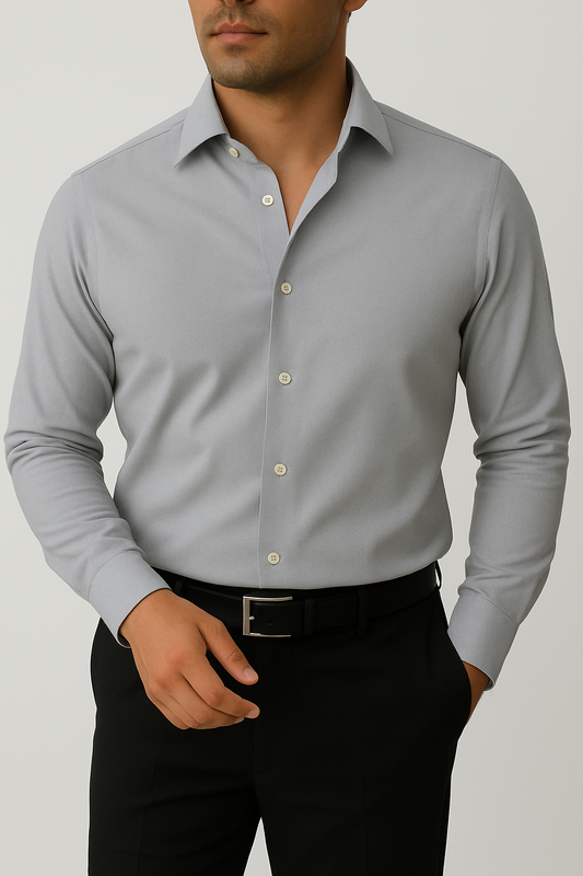 Mini Oxford Grey Non Iron Solid - Custom Dress Shirt