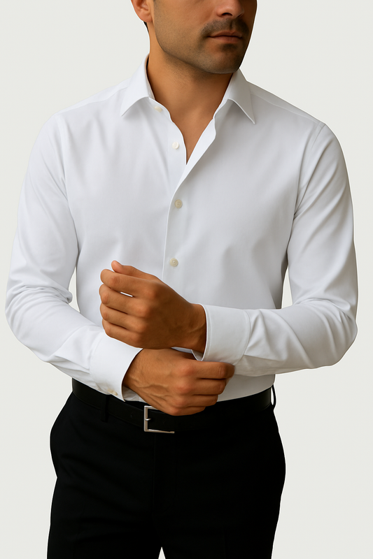 Mini Oxford Pure White Non Iron - Custom Dress Shirt