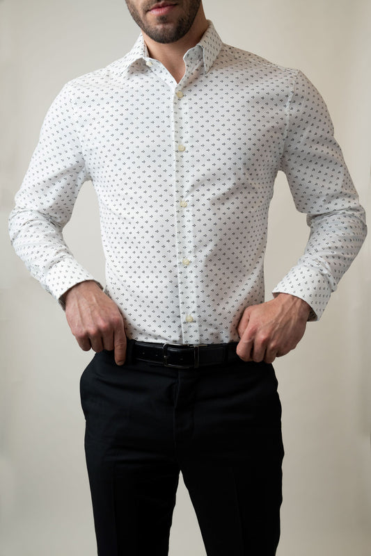 Ditsy Floral 100% Cotton Men's Custom Tailored Dress Shirt(MUK5)