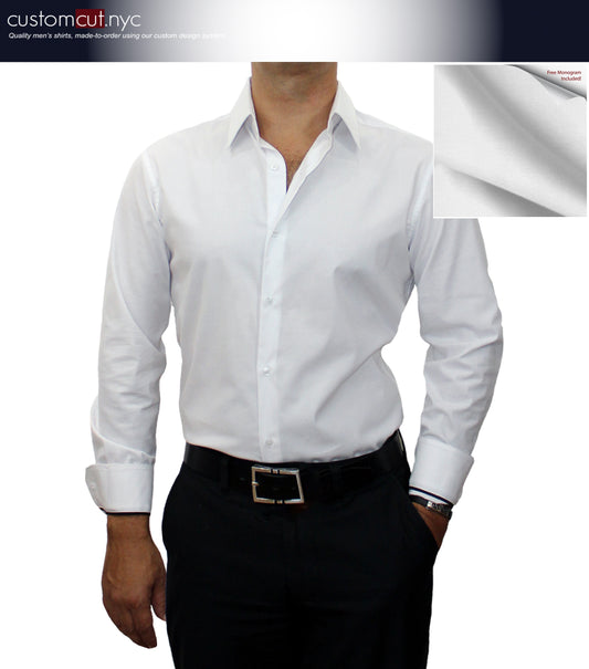 White 100% Cotton Wrinkle Free 100X2 Count Dress Shirt (#CC1000)