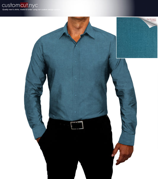 Wrinkle Free Cotton Stretch Light Royal Blue Dress Shirt (Item cc73)