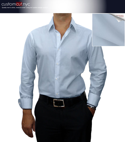 Cavalry Twill Light Blue Wrinkle Free 100's Count - Custom Dress Shirt
