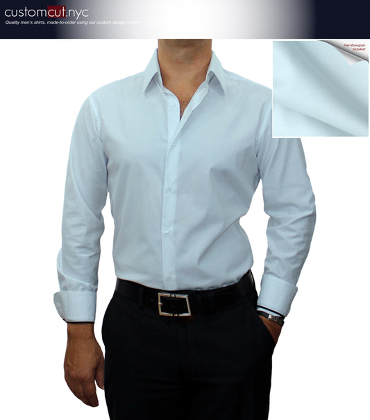 Light Blue Wrinkle Free Cotton Stretch - Custom Dress Shirt