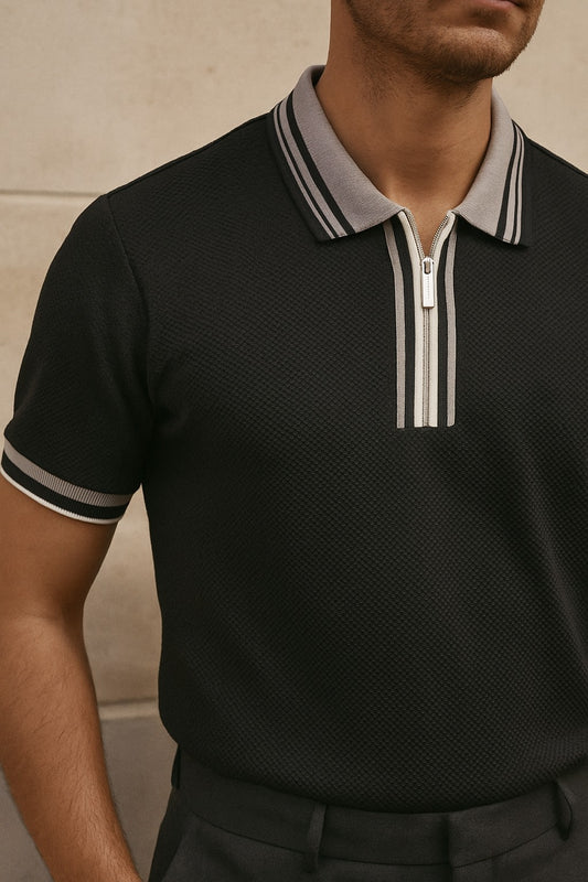 Bruno Milan SS Zip Polo Black