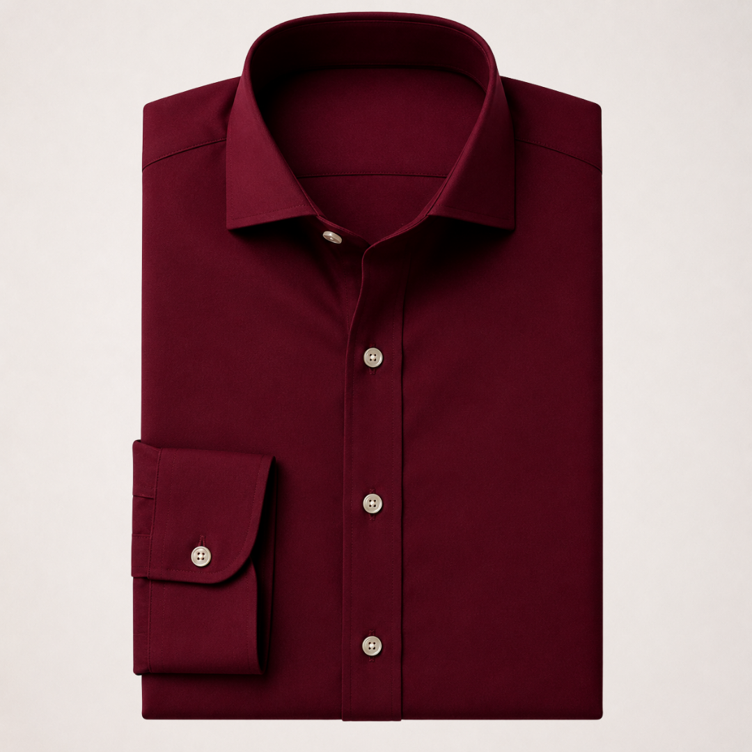 Wrinkle Free Cotton Stretch Burgundy Dress Shirt (Item cc71)