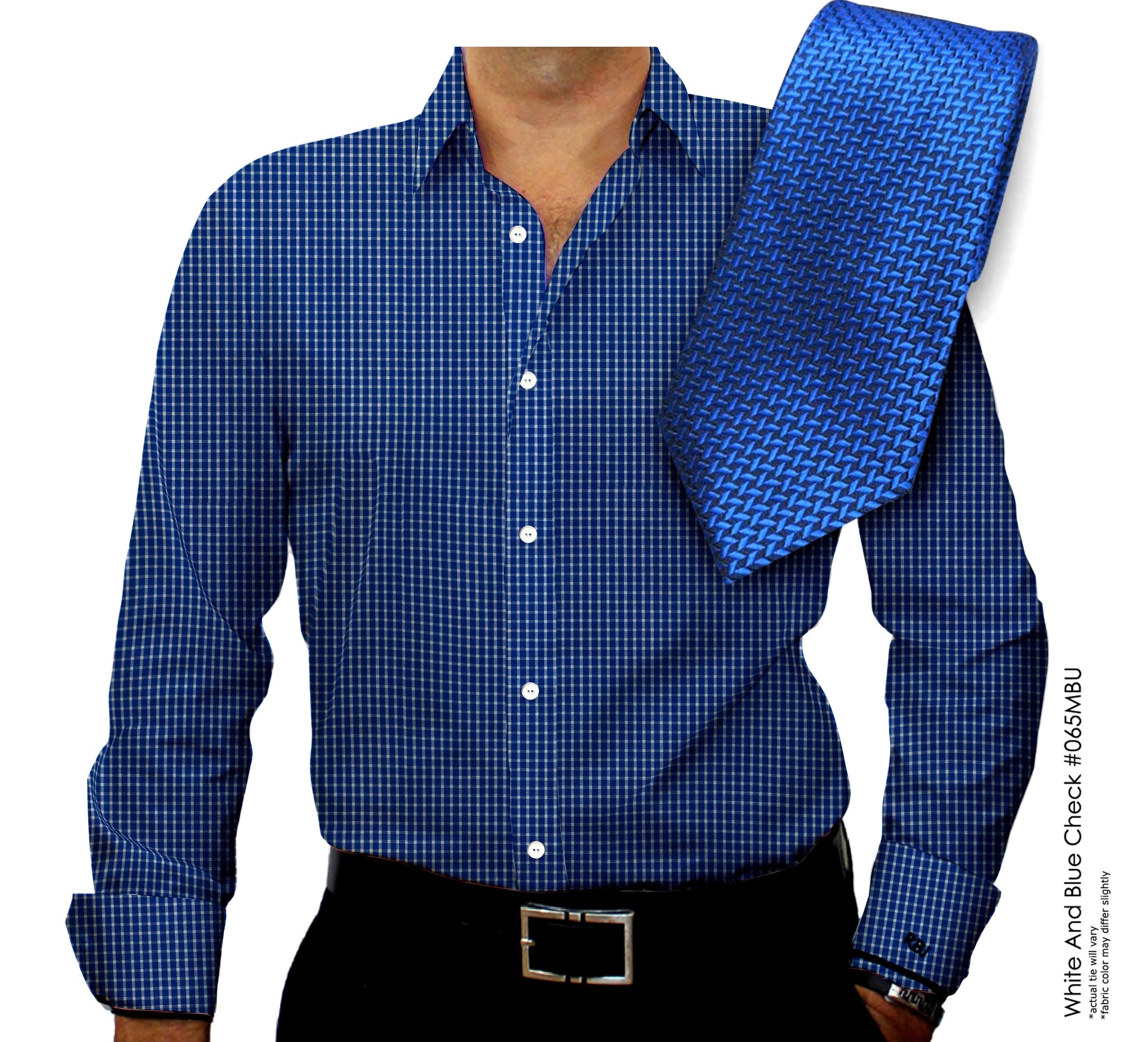 Fine Counts Cotton Royal Blue Custom Monogrammed Dress Shirt with Tie Set(#065MBLU) Fine Counts Cotton Royal Blue Custom Monogrammed Dress Shirt with Tie Set(#065MBLU)
