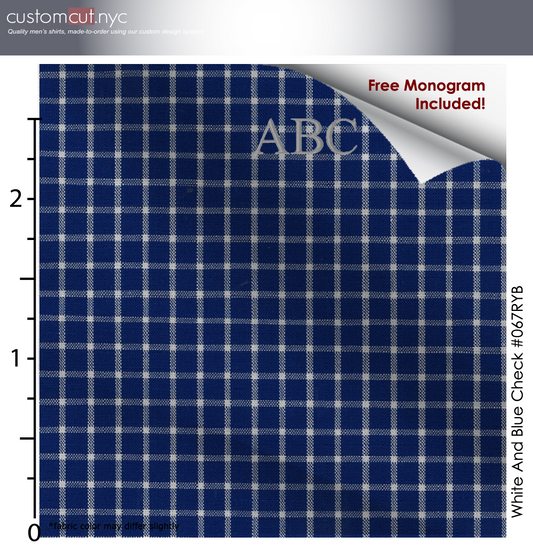 Super Soft Rich Blue Square Fine Counts Cotton Custom Monogrammed Dress Shirt (#067RYB)