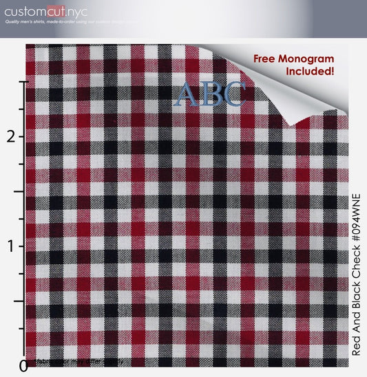 Super Soft Med Check Wine Fine Counts Cotton Custom Monogrammed Dress Shirt (#094WNE)