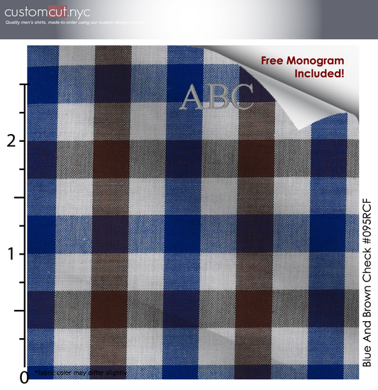 Radciff Plaid  Fine Counts Cotton Rich Blue Custom Monogrammed Dress Shirt (#095RCF)