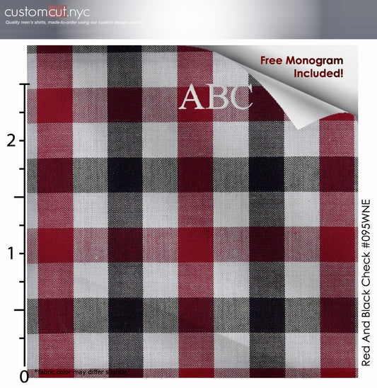Radciff Plaid  Fine Counts Cotton Wine Custom Monogrammed Dress Shirt (#095WNE)
