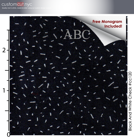 Random Black Print  #cc120, 100% Cotton, Men's Monogrammed Custom Tailored Shirt