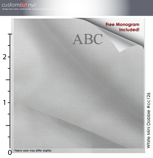 Stretch Easy Care White Texture #CC126, Men's Custom Dress Shirt.