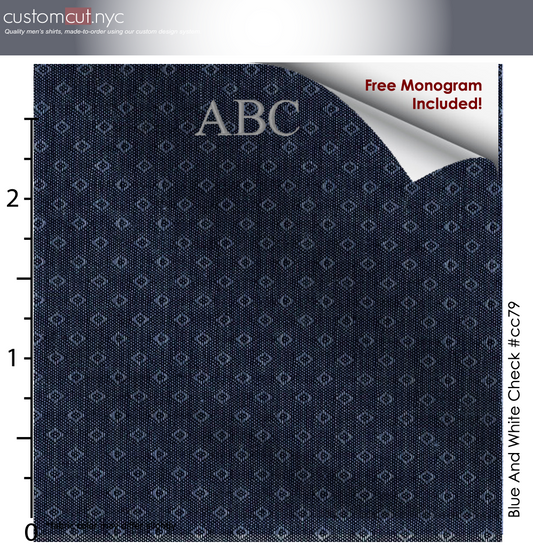 Indigo Blue Mini #cc79,100% Cotton, Men's Monogrammed Custom Tailored Dress Shirt