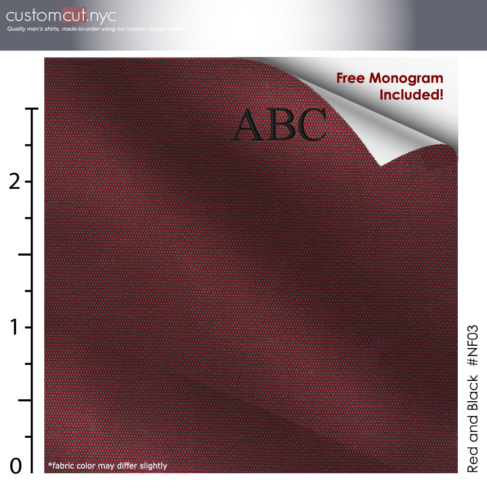 Red Black Textured Button Down Dress Shirt (NF03)