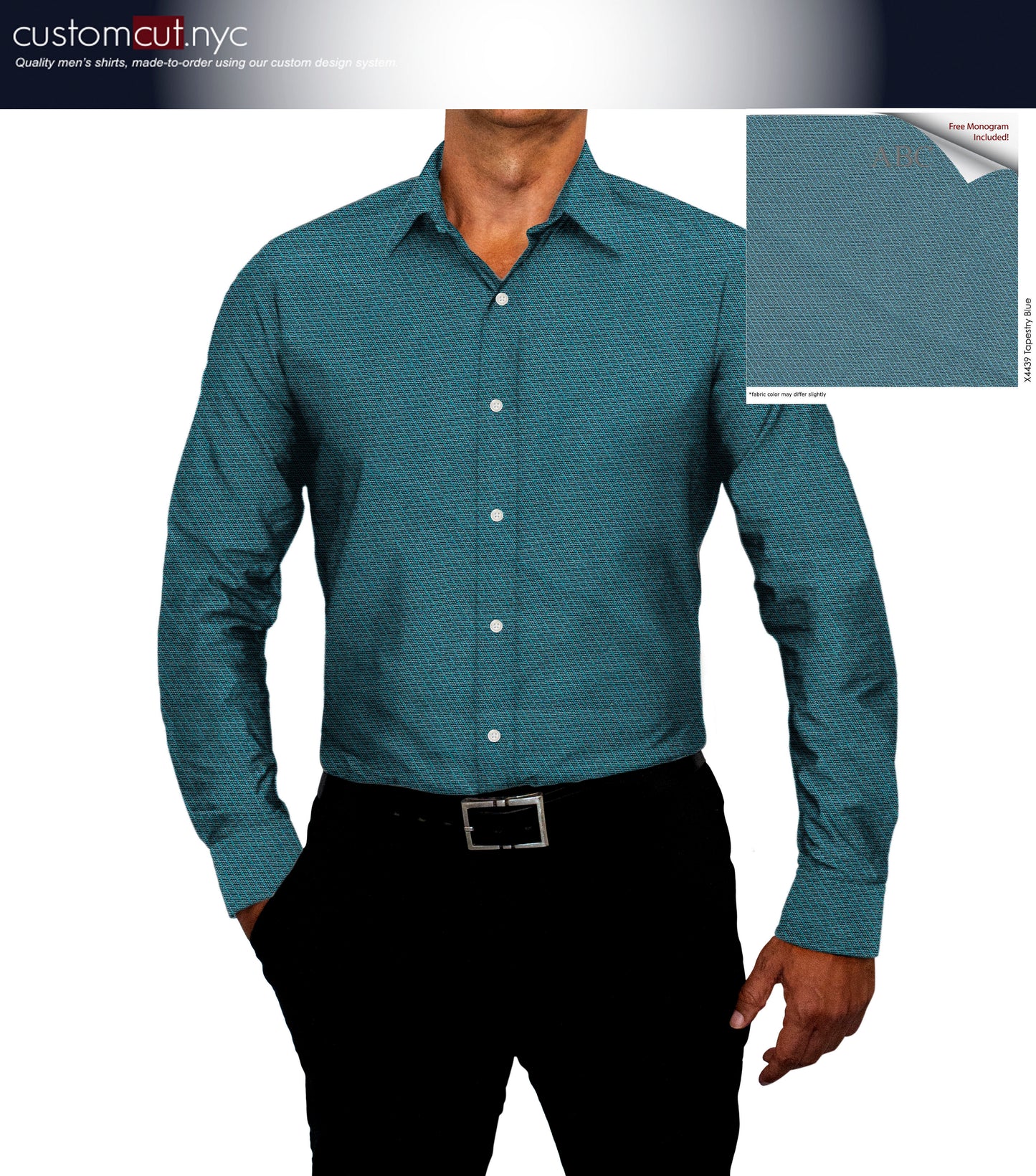 Tapastre Blue Tech Flex Solid Twill Textured Shirt (X4439)