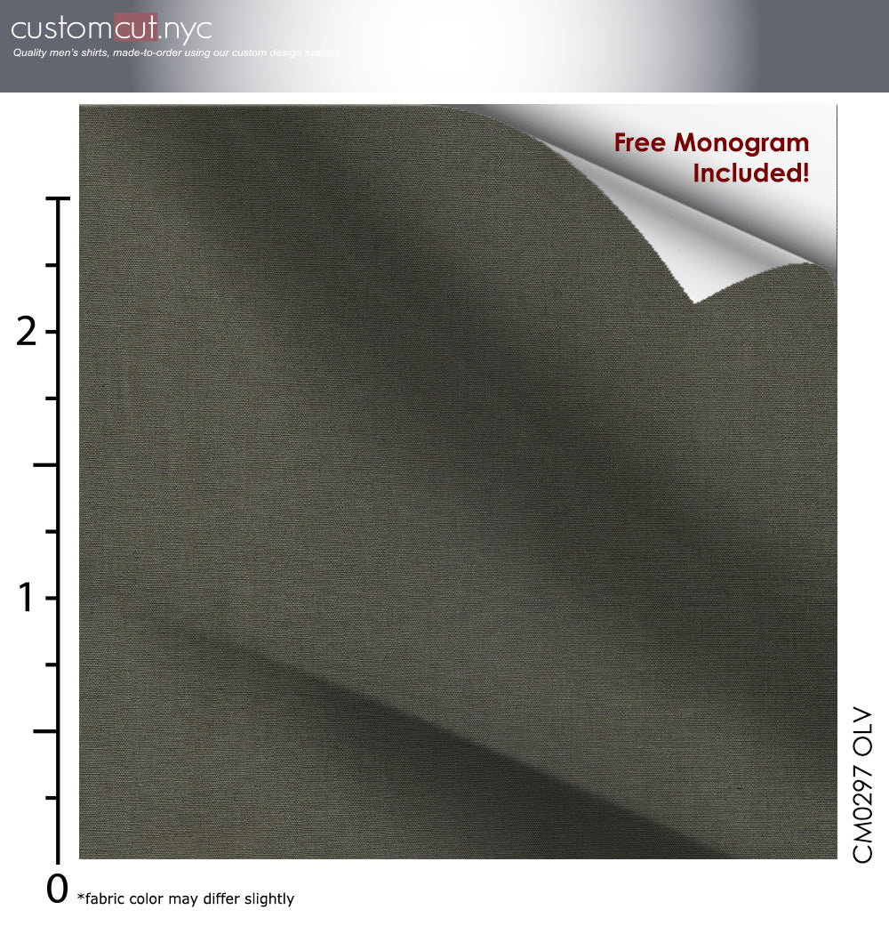 Custom Fitted Dress Shirt - Olive Cotton (CM0297)