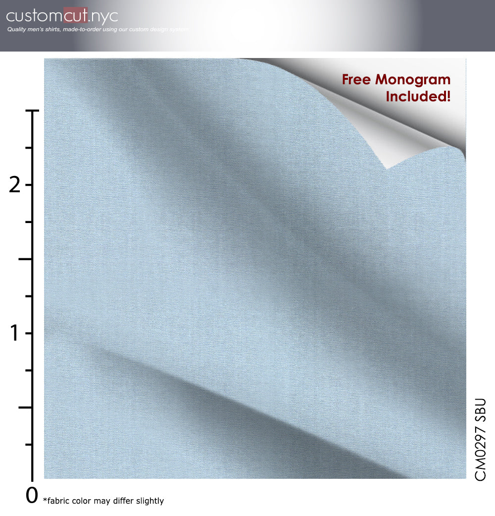 Custom Fitted Dress Shirt - Light Blue Stretch Cotton (CM0297)