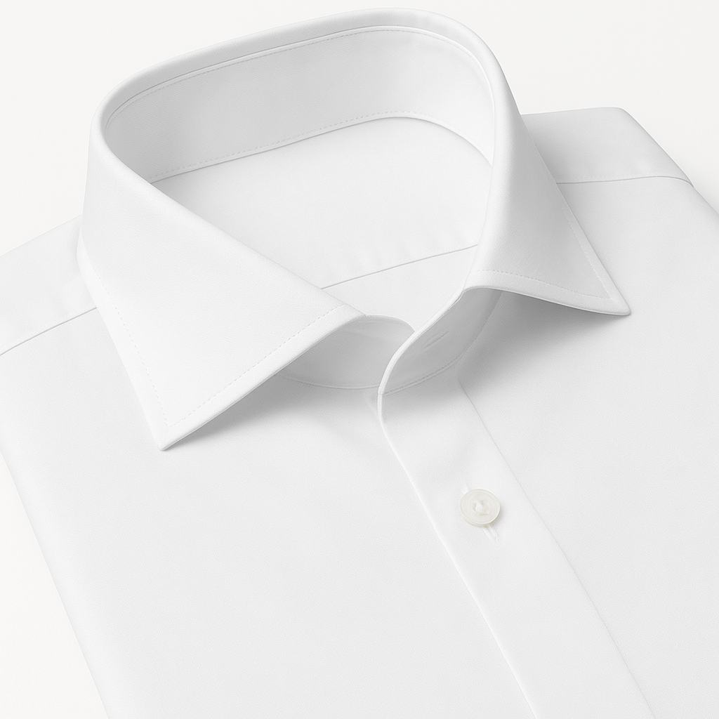 Custom Fitted Dress Shirt | #cc68 Easy Care White Solid Stretch Cotton Blend Custom Fitted Dress Shirt | #cc68 Easy Care White Solid Stretch Cotton Blend