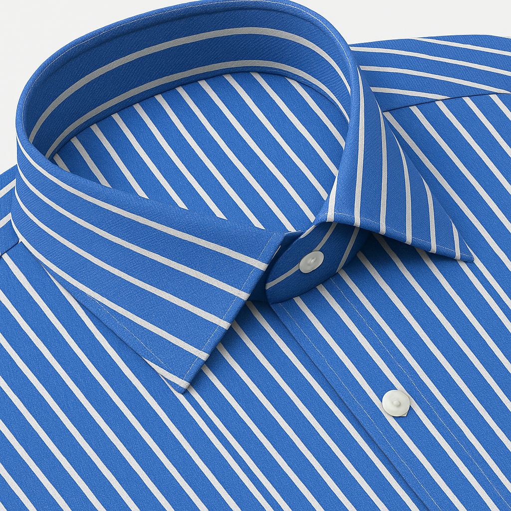 High Counts Sateen Finish Blue Stripe - Custom Tailored Shirt