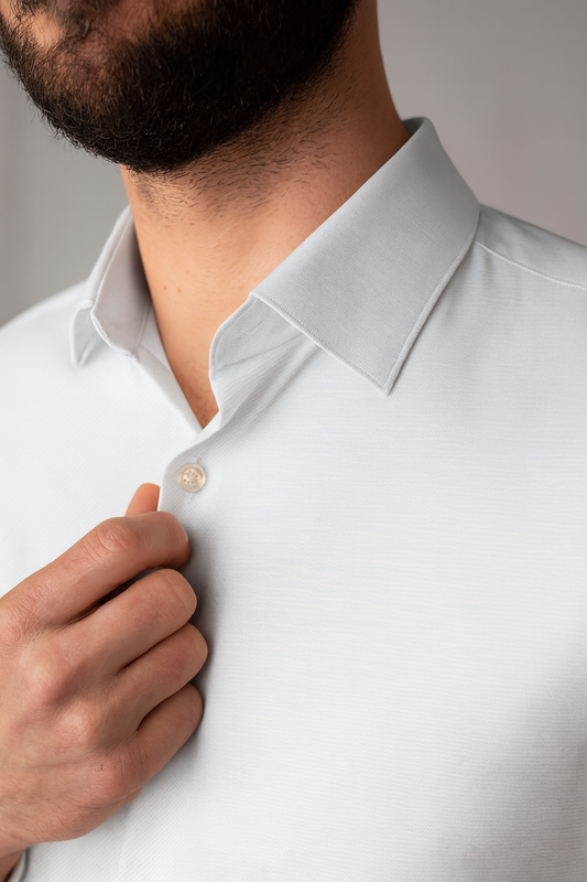 White Non Iron 100's Count Cavalry Twill Custom Monogrammed Dress Shirt (#cc45)
