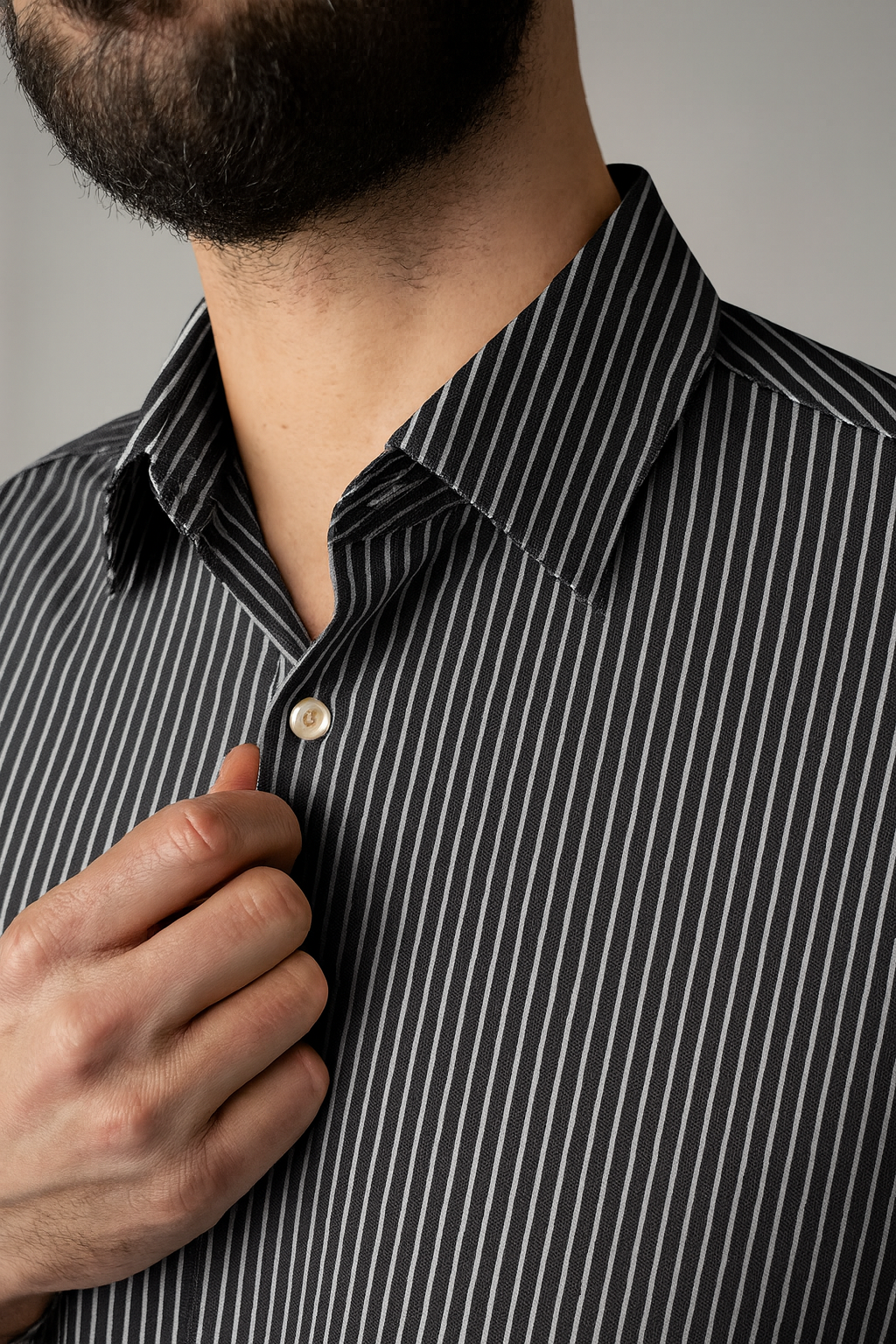 High Counts Sateen Finish Black Stripe - Custom Tailored Shirt
