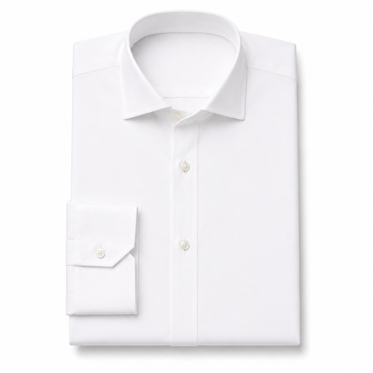White Stretch Cotton - Custom Fitted Dress Shirt