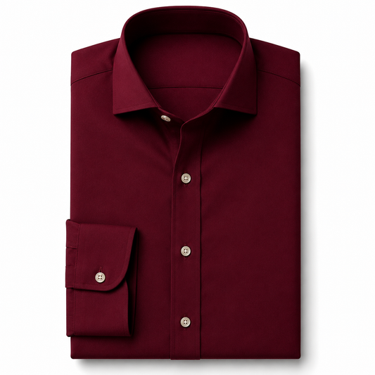 Wrinkle Free Cotton Stretch Burgundy Dress Shirt (Item cc71)