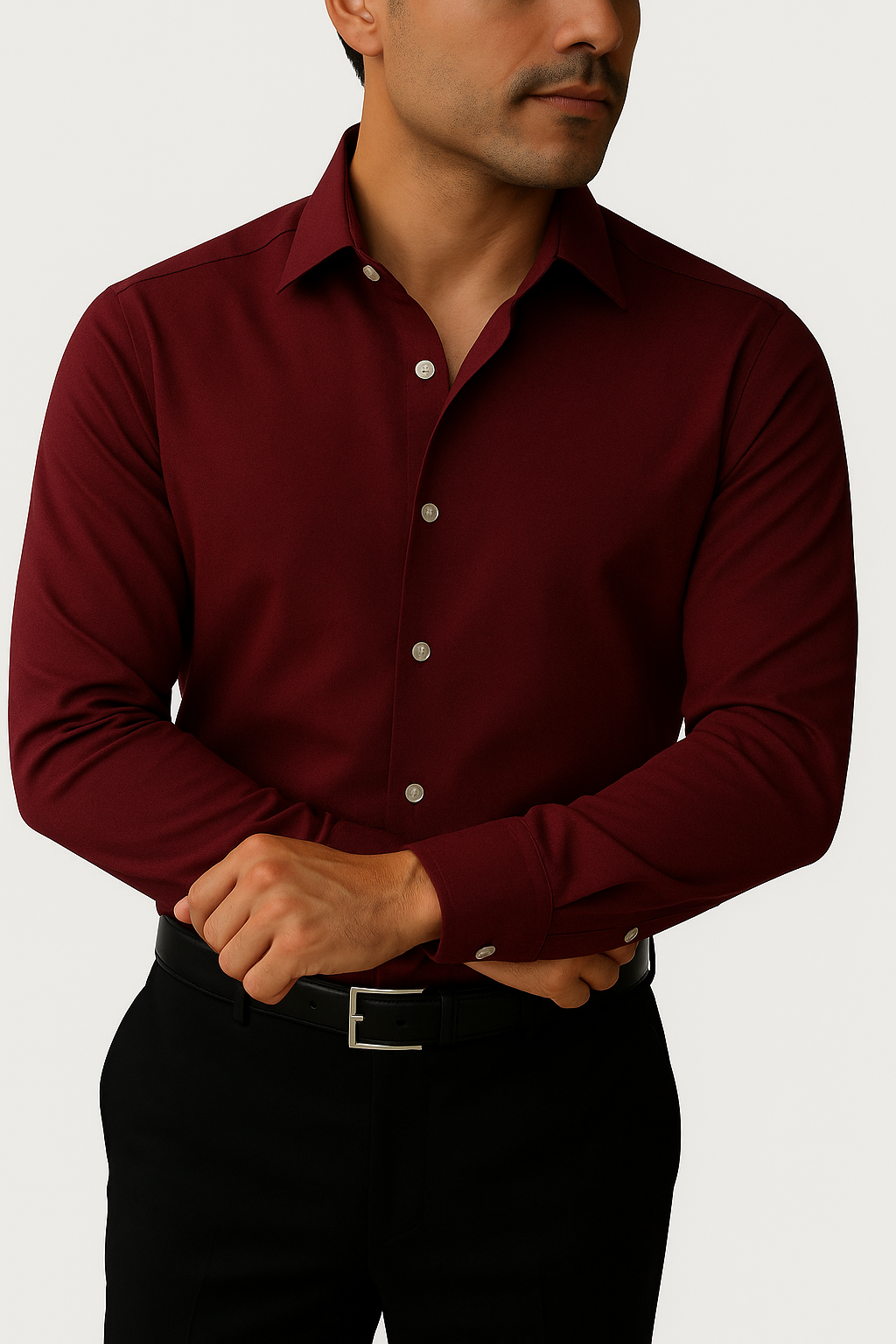 Wrinkle Free Cotton Stretch Burgundy Dress Shirt (Item cc71)