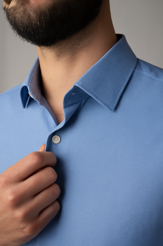 Pale Blue Non Iron Solid Custom Monogrammed Dress Shirt