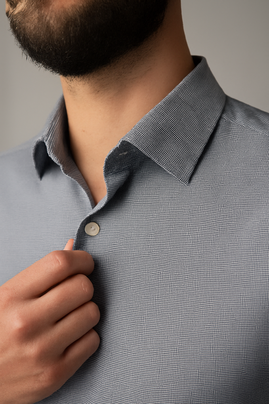 Chambray Grey, 100% Cotton, Men's Monogrammed Custom Tailored Shirt (#CC127)