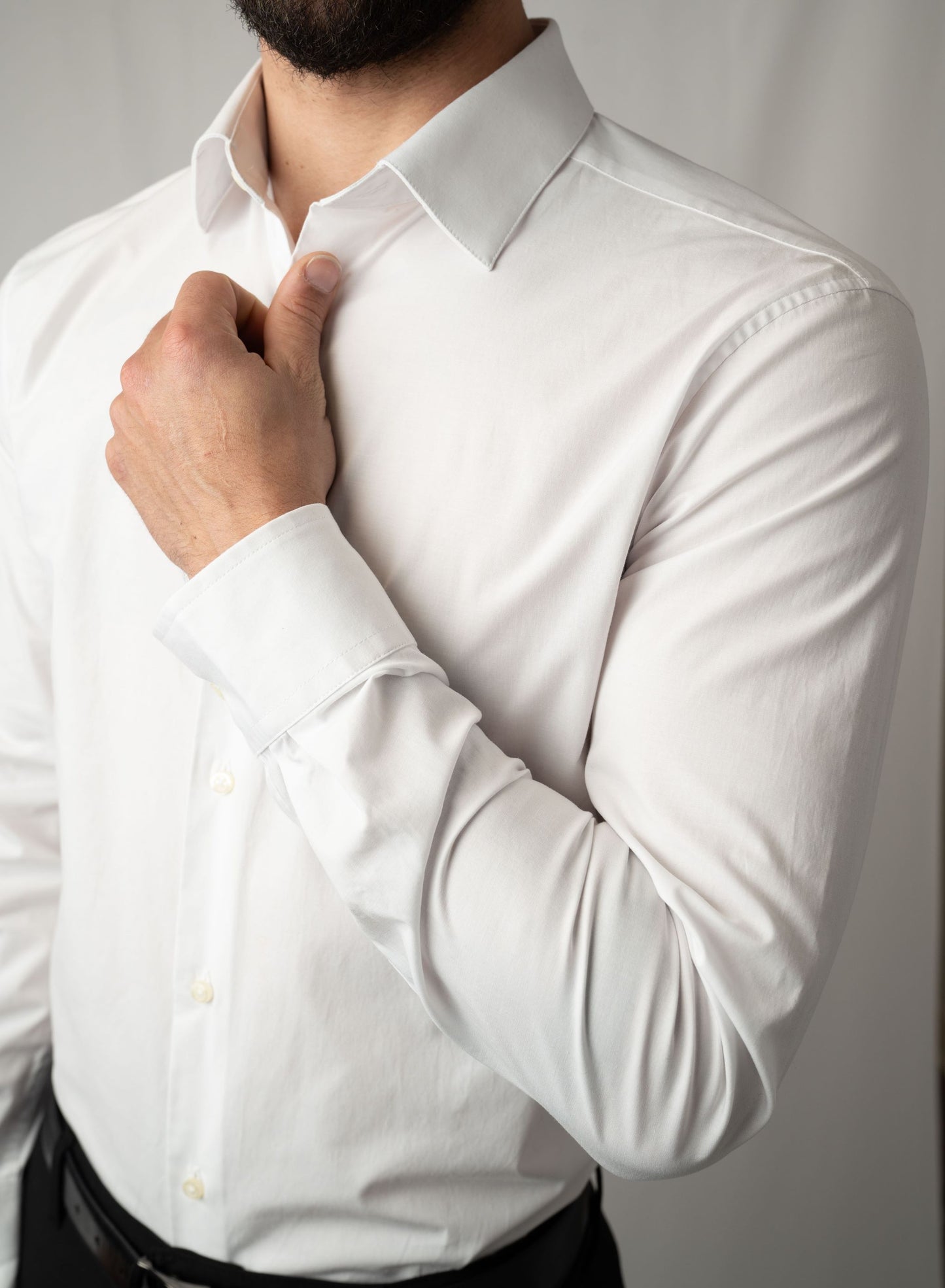 Tie Set, White Solid #cc68, Eazy Care Cotton Blend Men's Monogrammed Custom Dress Shirt.