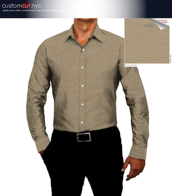 Latte Tech Flex Solid Twill Textured Shirt (X4439)