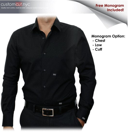 Mini Oxford Black Non Iron Solid Custom Dress Shirt (#cc57)