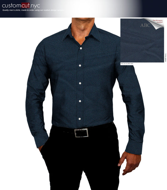 Navy Tech Flex Solid Twill Textured Shirt (X4439)