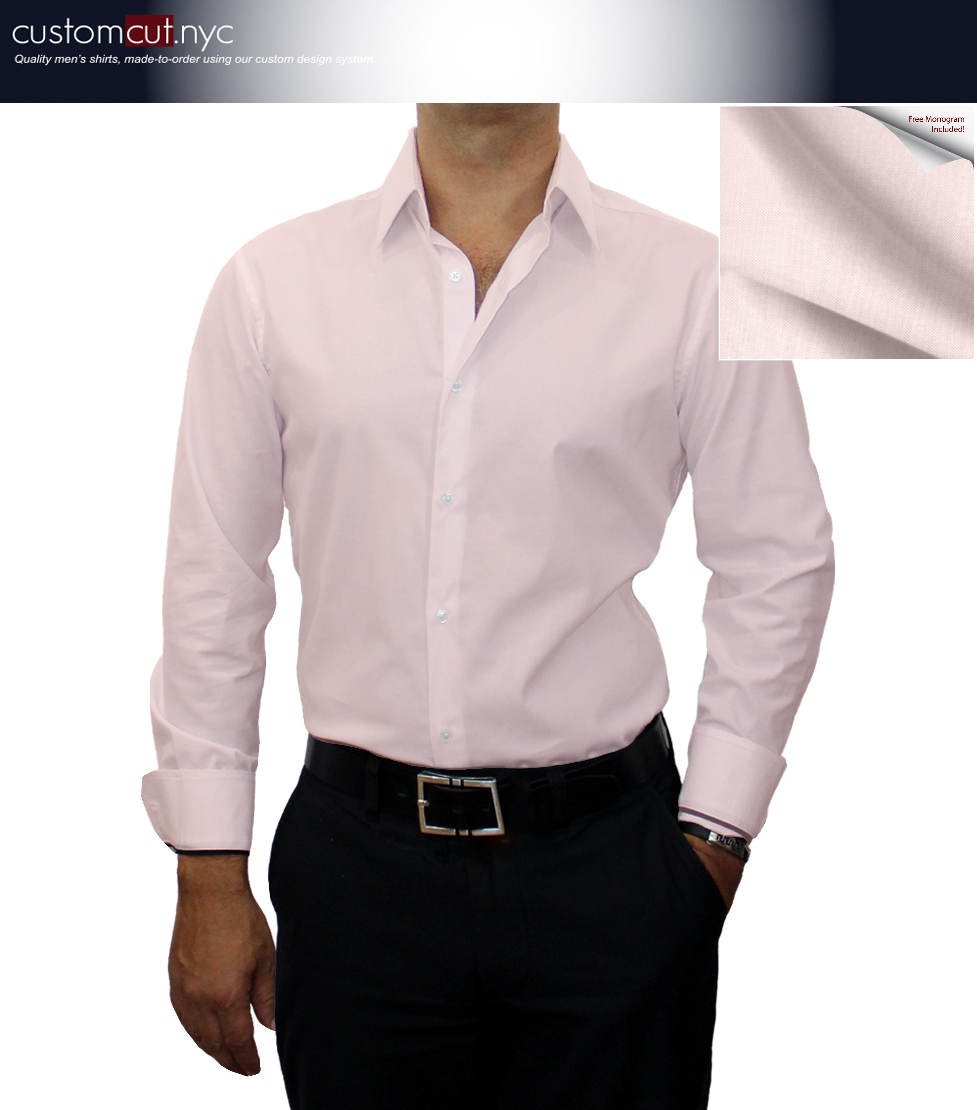 Light Pink 100% Cotton Wrinkle Free 100X2 Count Dress Shirt (#CC1001)