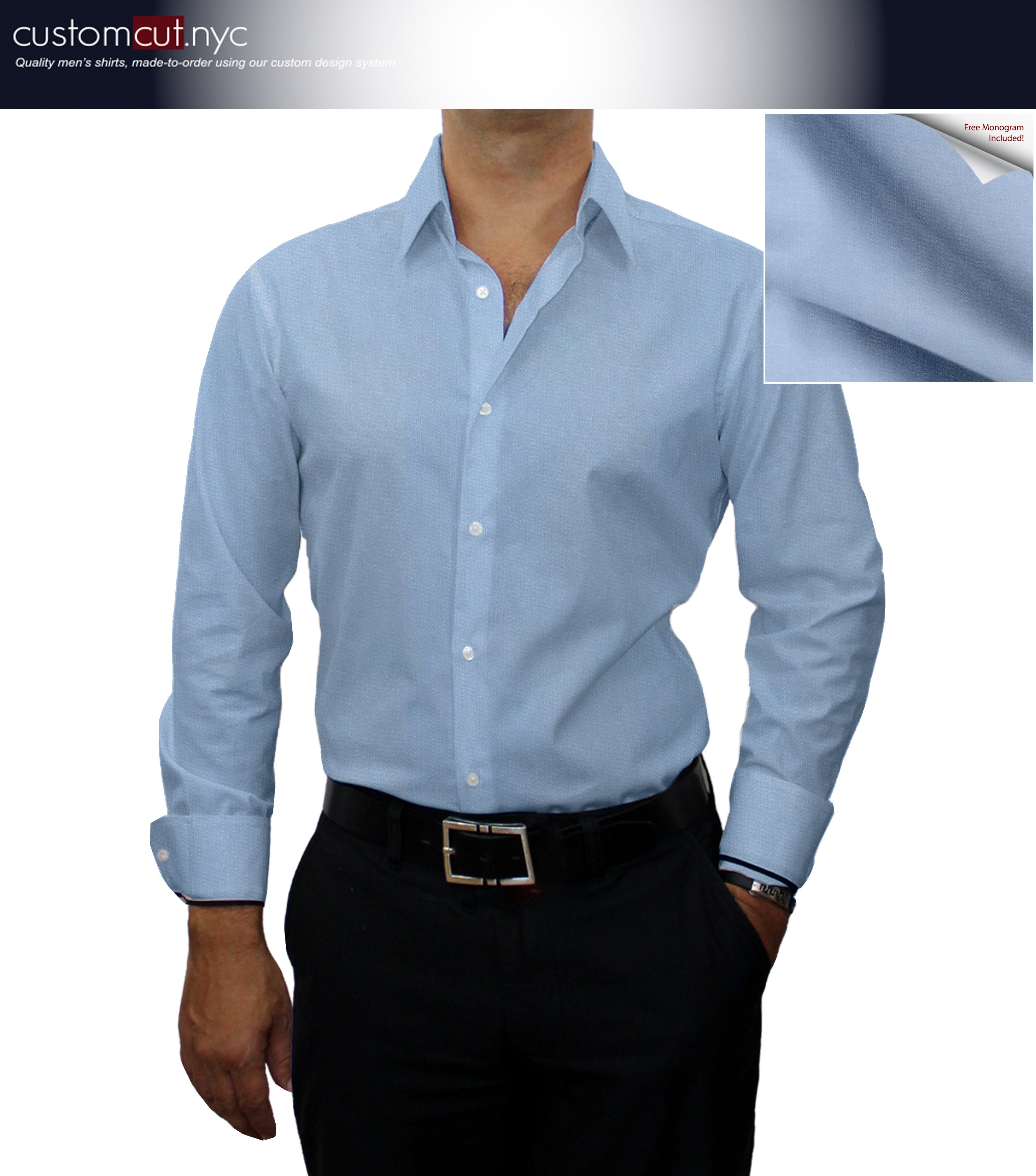 Cavalry Twill Ceylon Blue Wrinkle Free 100's Count Dress Shirt (#cc1002)