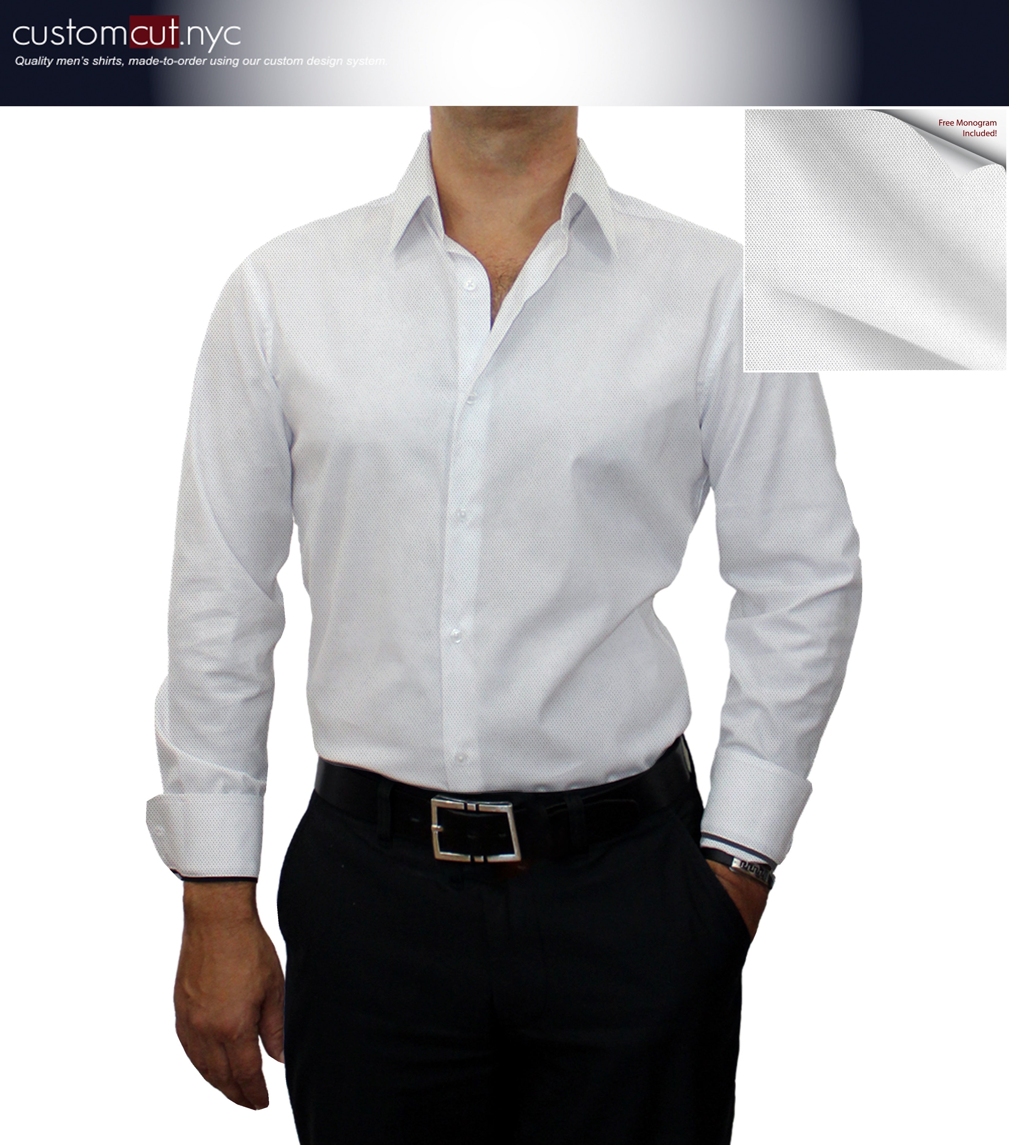 White 100% Cotton 80X2's Count Dress Shirt (#cc1005)
