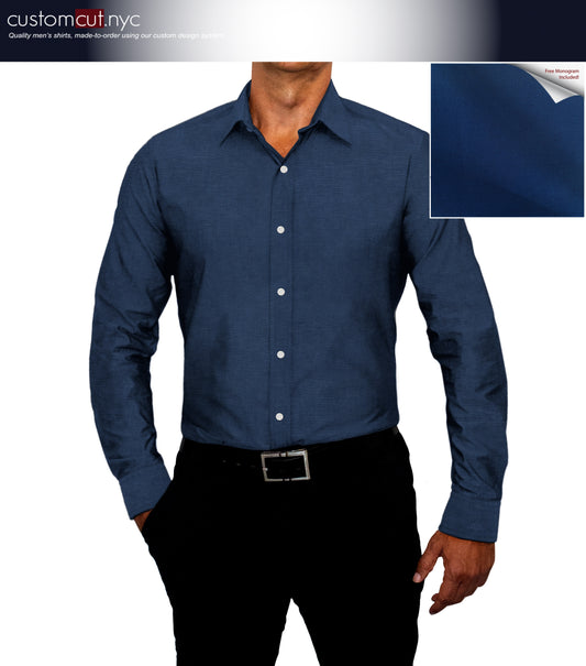 Wrinkle Free Cotton Stretch Light Navy Dress Shirt (Item cc72)