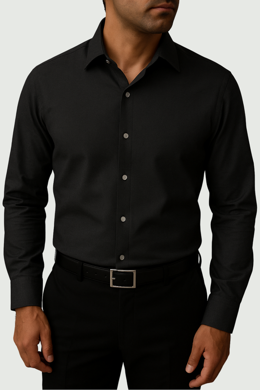Mini Oxford Black Non Iron Solid Custom Dress Shirt (#cc57)