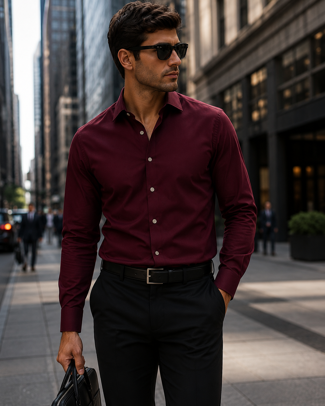 Wrinkle Free Cotton Stretch Burgundy Dress Shirt (Item cc71)
