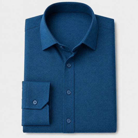 Wrinkle Free Cotton Stretch Royal Blue Dress Shirt (Item cc73)