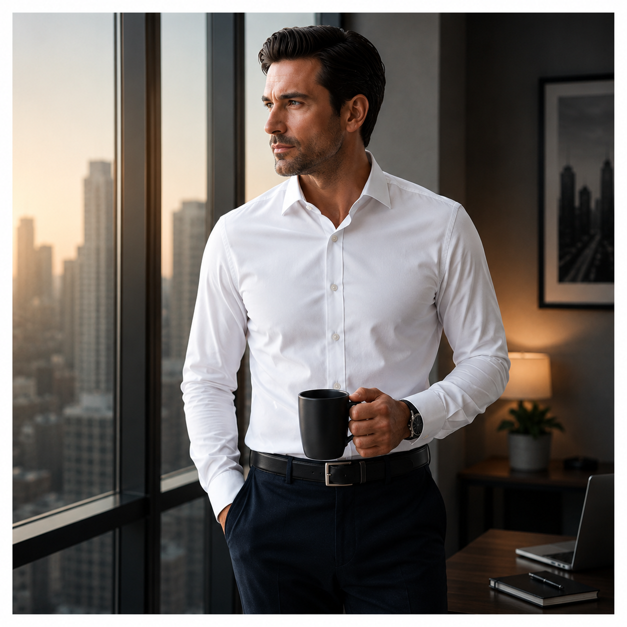 White Stretch Cotton - Custom Fitted Dress Shirt