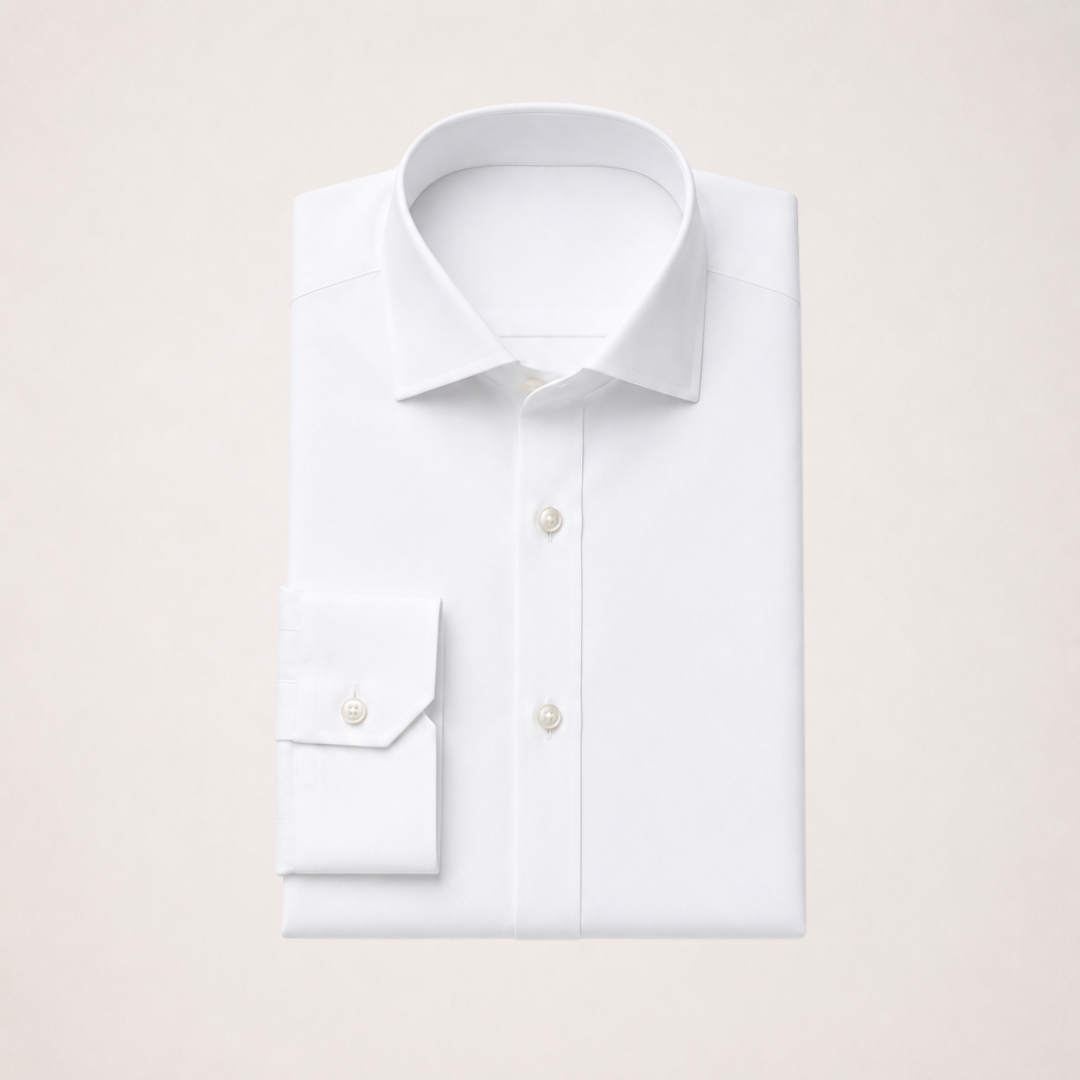 White Stretch Cotton - Custom Fitted Dress Shirt