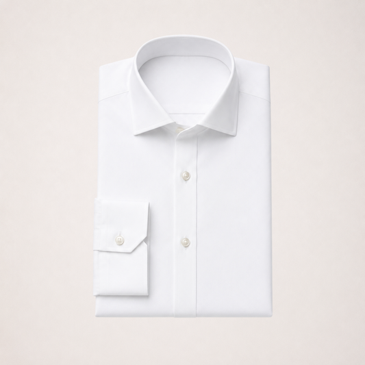 White Stretch Cotton - Custom Fitted Dress Shirt