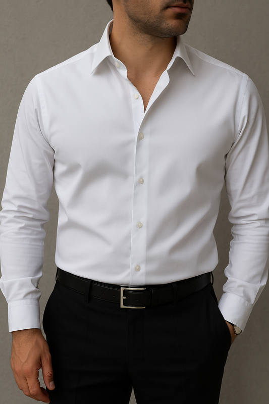 Mini Oxford Pure White Non Iron Custom Dress Shirt (#cc54)
