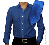 Fine Counts Cotton Royal Blue Custom Monogrammed Dress Shirt with Tie Set(#065MBLU)