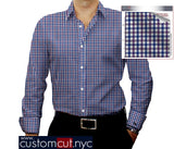 Super Soft Med Check Blue Purple White  Fine Counts Cotton Custom Monogrammed Dress Shirt (#094BPR) gs