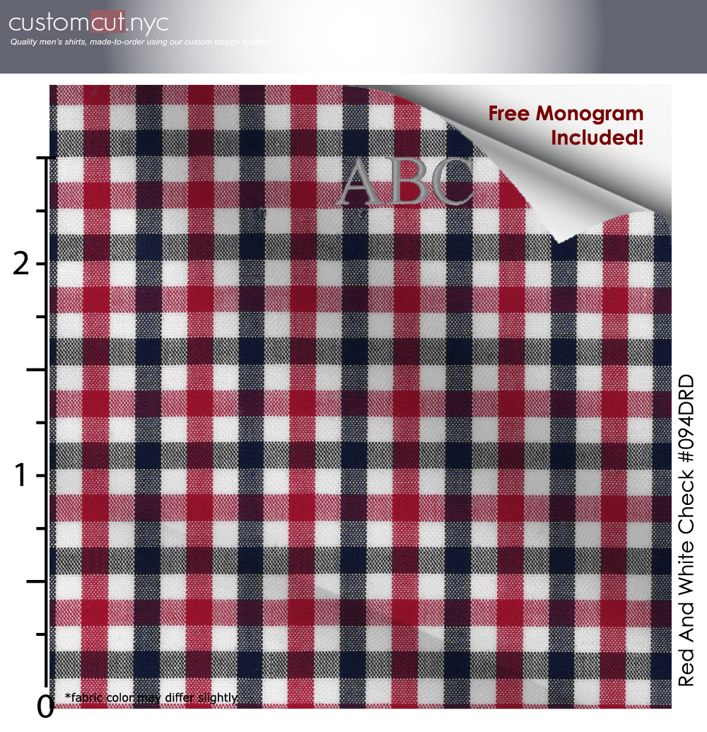 Super Soft Med Check Deep Red Black Fine Counts Cotton Custom Monogrammed Dress Shirt (#094DRD)