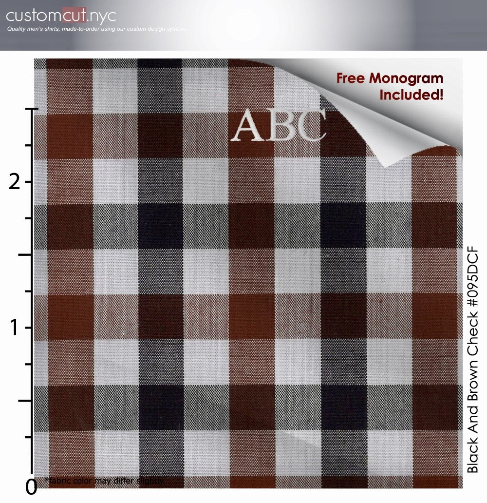 Radciff Plaid Fine Counts Cotton Deep Brown Custom Monogrammed Dress Shirt (#095DCF) Radciff Plaid Fine Counts Cotton Deep Brown Custom Monogrammed Dress Shirt (#095DCF)