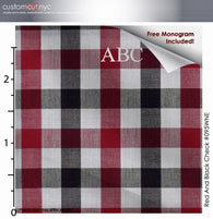 Radciff Plaid  Fine Counts Cotton Wine Custom Monogrammed Dress Shirt (#095WNE)